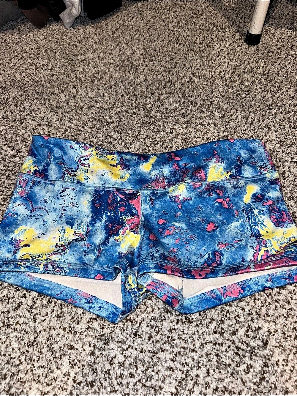 FLEO Abstract Athletic Shorts Blue & Pink Medium Like New